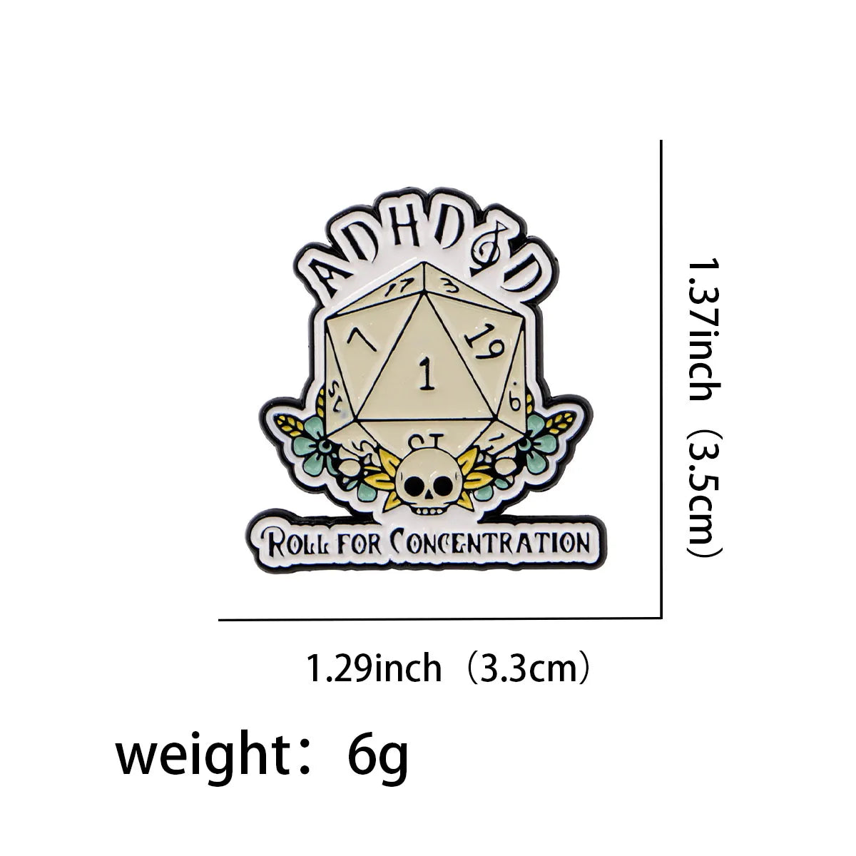 ADHD Awareness Enamel Pins Roll the Dice Badge Lapel Pin