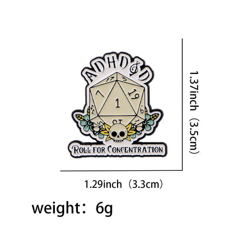 ADHD Awareness Enamel Pins Roll the Dice Badge Lapel Pin