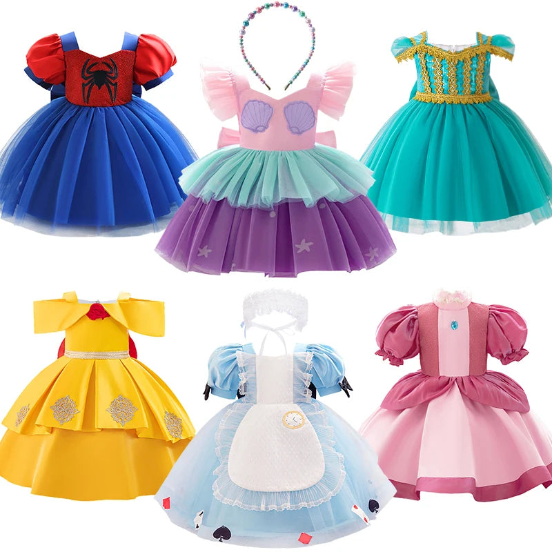 Toddler Princess Alice Belle Jasmine Mermaid Dress Baby Halloween Cosplay Costume