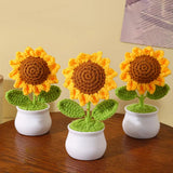 Crochet Sunflower Flowers Potted Desk Ornaments