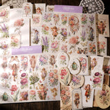 2 Sheet RUB ON Fairy Stickers Junk Journal Craft Transfer Rose Butterfly Stickers DIY Scrapbooking Craft Stickers