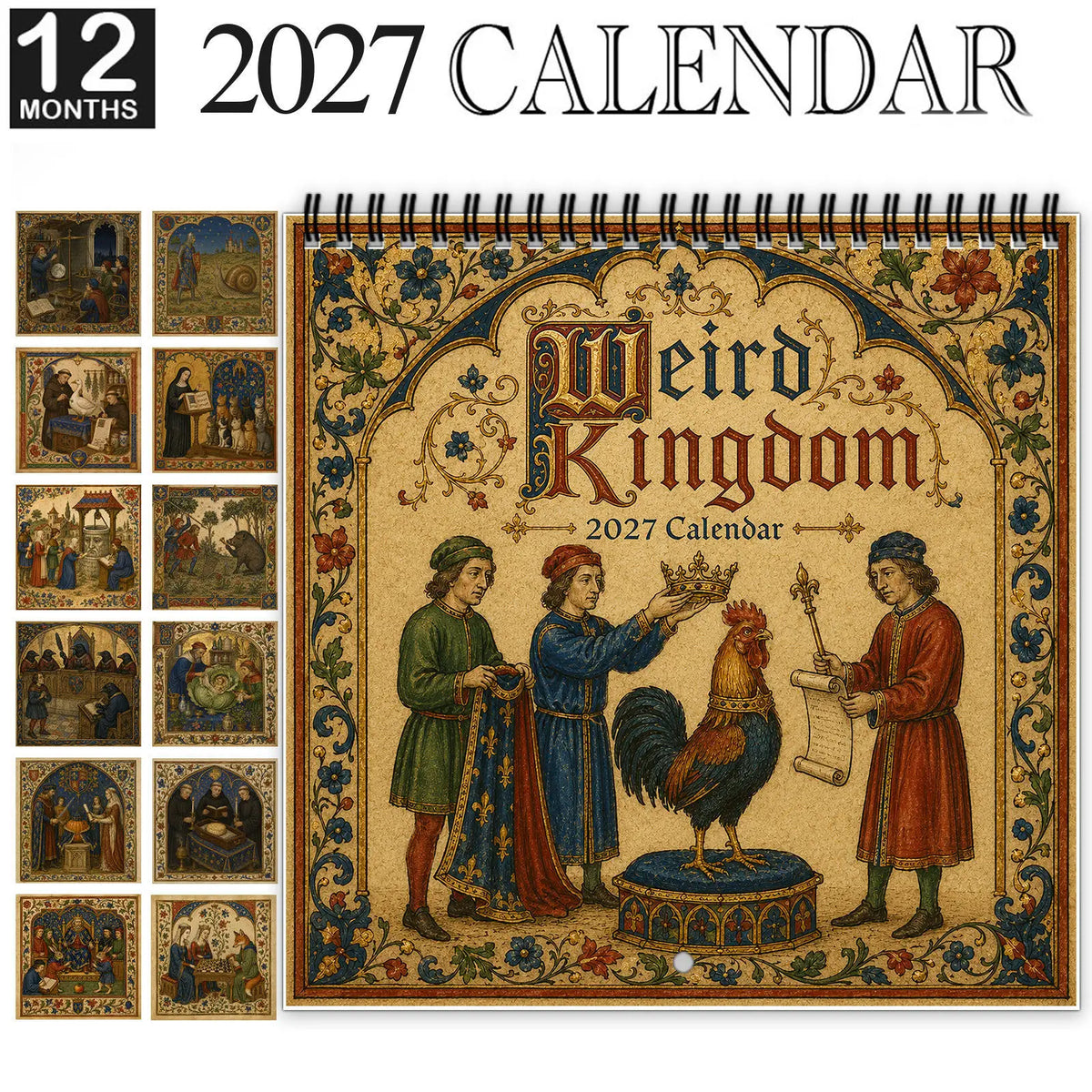 2027 Weird Kingdom Medieval Wall Calendar 12 Months Wall Hanging Calendar