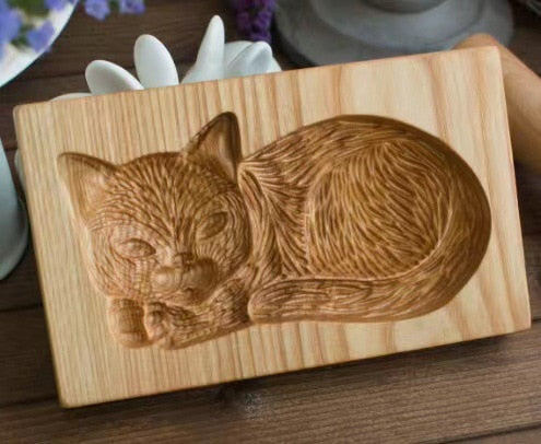 Easter Christmas Wooden Cookie Mould Gingerbread Embossing Stamp Baking Tools