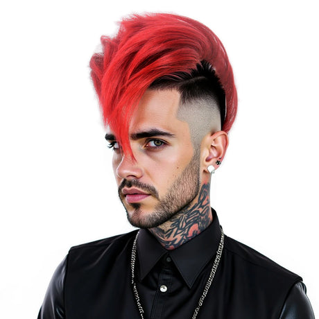 Mohawk Wig in Red & Black Adults Short Hair Wigs Halloween Costume Cosplay