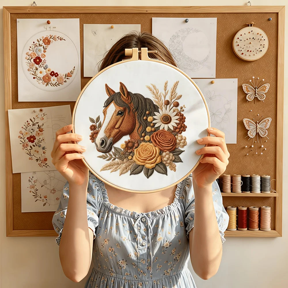 Horse DIY Embroidery Kit for Beginners