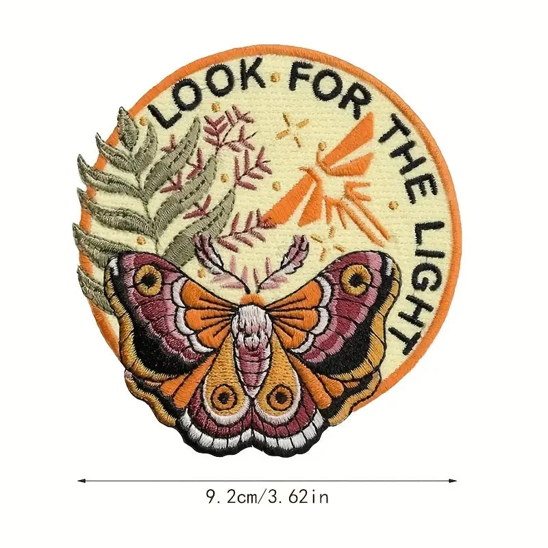 Look For Light Moth Embroidered Iron On Patch DIY Craft