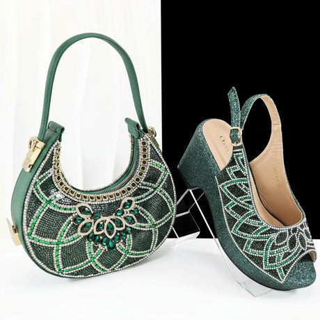 Patty's Peep Toe Shoes and Matching Bag Comfortable Party Shoes Platform Flats