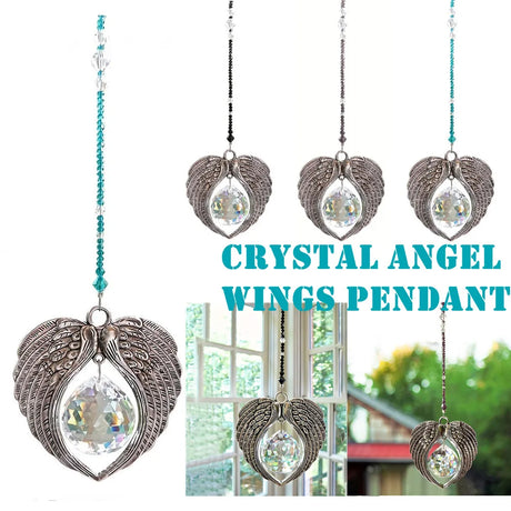 Angel Wing Suncatcher Crystal Pendant Rainbow Maker with Beads