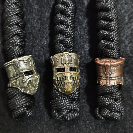 Brass Spartan Warrior Helmet Paracord Beads Lanyard Dreadlock Beard Bead