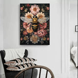 Wild Flower Bumblebee Canvas Prints Dark Academia Wall Art