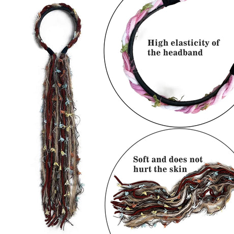 Synthetic Handmade Boho Yarn Tassel Dreadlock  Braids Headband