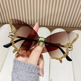 Diamond Butterfly Sunglasses Frameless Oversized Funglasses