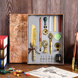 Golden Feather Quill Pens Set Dip Fountain Pens Ink Stationery Writing Gift Box Sets