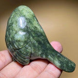 Natural Xiuyan Jade Stone Bird Figurine Hand Carved Crystal Animal Sculpture Home Desktop Decor Gift Idea