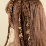 6pcs/set Gold Hair Braid Rings Dreadlock Beads Cuff Clips