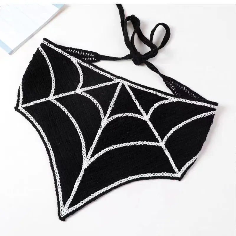 Skulls Bats Spiderwebs Halloween Crochet Headscarves Knitted Cotton Triangle Scarf