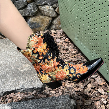 Skull Flower Lace Laces Ankle Boots