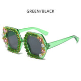 Gilly's Rhinestone Sparkling Square Frame Sunglasses Funglasses