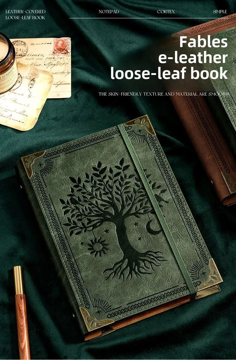 A5 Leather Loose-leaf Binder Notebook with 240 Inner Pages