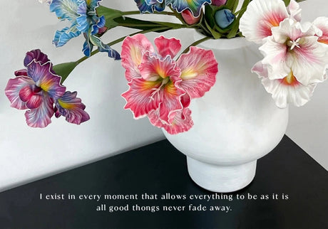 Irises Oil Painting Stylised 45cm Artificial Flower EVA Velvet Feel