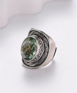 Portal Key to the Fae Realms S925 Sterling Silver Rings Green Crystal Morganite