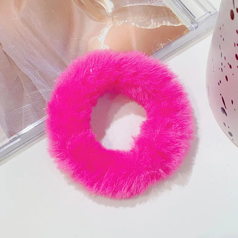 Dopamine Colour Fluffy Scrunchie Hair Bands Ponytail Holder Hair Accessories