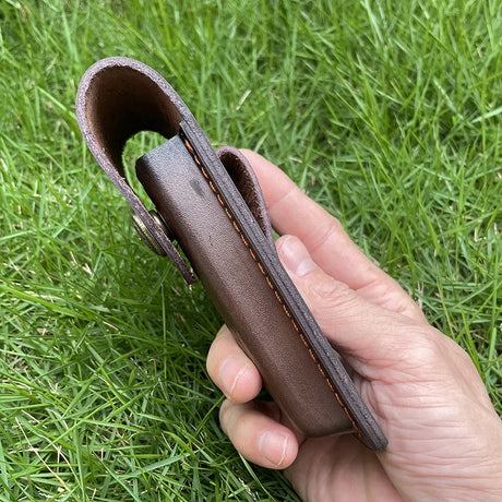 15 CM Pocket Knife Holder Embossed Genuine Leather Scabbard Pocket Knife Sheath Case Belt Holsters