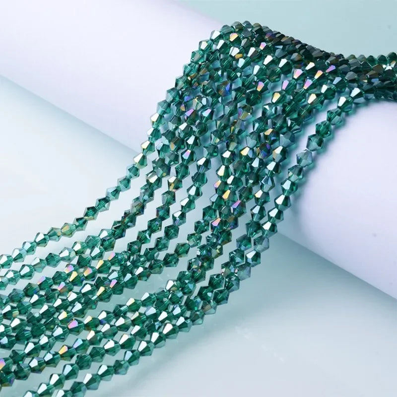 3/4/6mm Rainbow Austria Bicone Crystal Beads AB Colour Faceted Glass Beads for DIY Jewellery Making