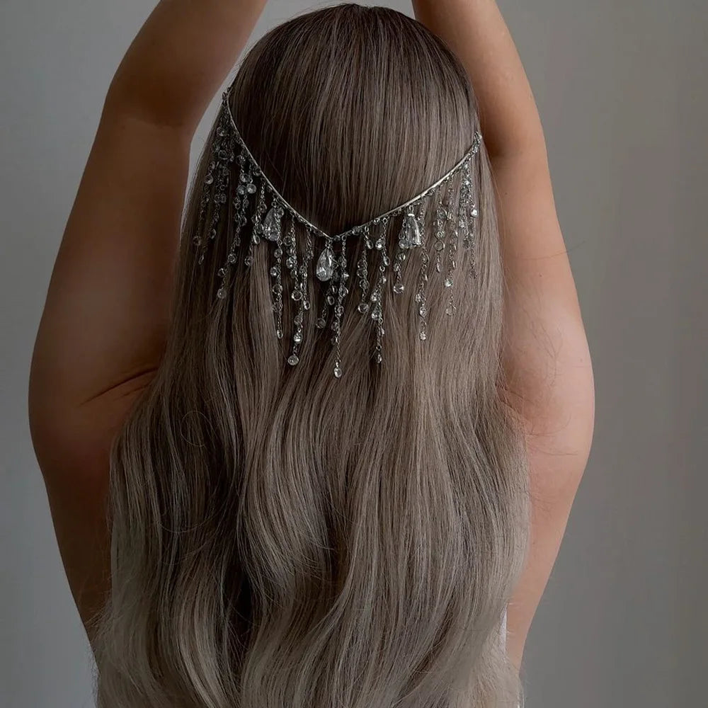 Cascading Waterfall Design Sparkling Bridal Hair Accessory