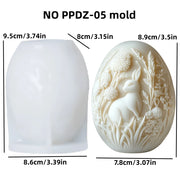 3D Easter Rabbit Relief Egg Silicone Mould Resin Candle Soap Plaster DIY Crafts