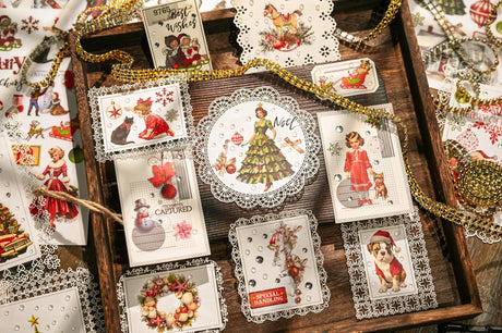 3 Sheet Large Christmas RUB ON Transfer Stickers Junk Journal DIY Scrapbooking Craft Stickers