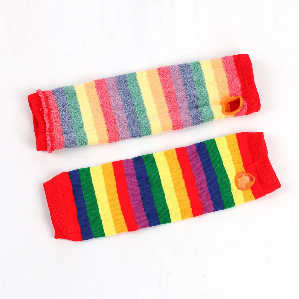 Rainbow Brite Striped Socks and Arm Warmer Gloves