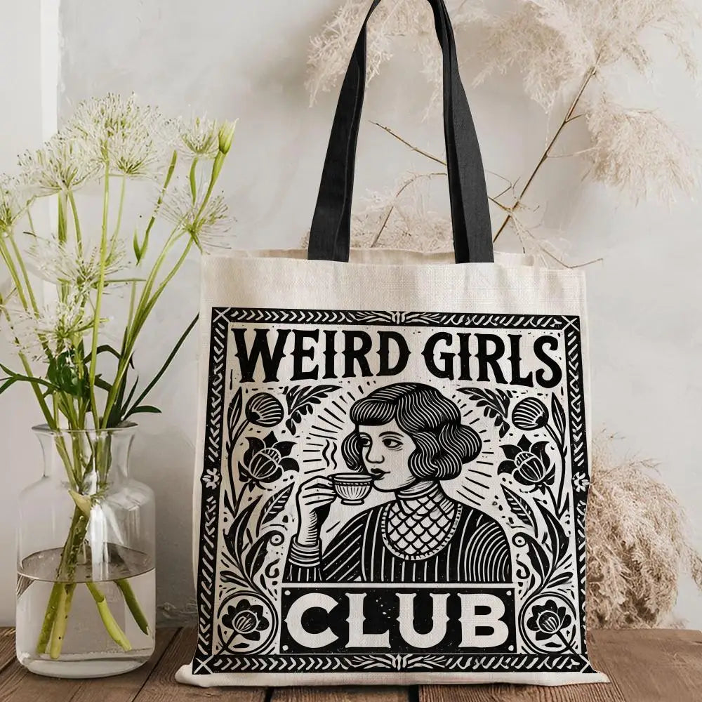 W-Weird G-Girls Club Storage Bags Double-Sided Print Canvas Tote Bag Large Capacity Shopping Bag