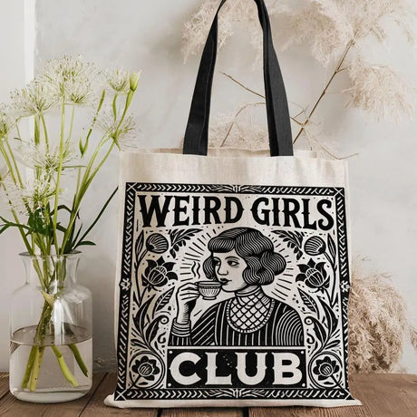 W-Weird G-Girls Club Storage Bags Double-Sided Print Canvas Tote Bag Large Capacity Shopping Bag