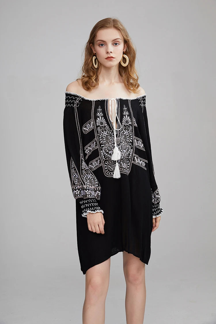 Mirai's Embroidered Boho Dress