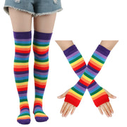 Rainbow Brite Striped Socks and Arm Warmer Gloves