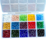 24 Colour Bicone Crystal Glass Beads Set with Storage Case Sparkling Faceted Beads for Jewellery Making DIY Craft
