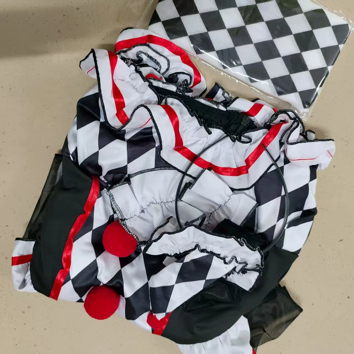 Clown Cosplay Costume Circus Performance Jumpsuit Halloween Party Carnival Jester Theater Stage Performance