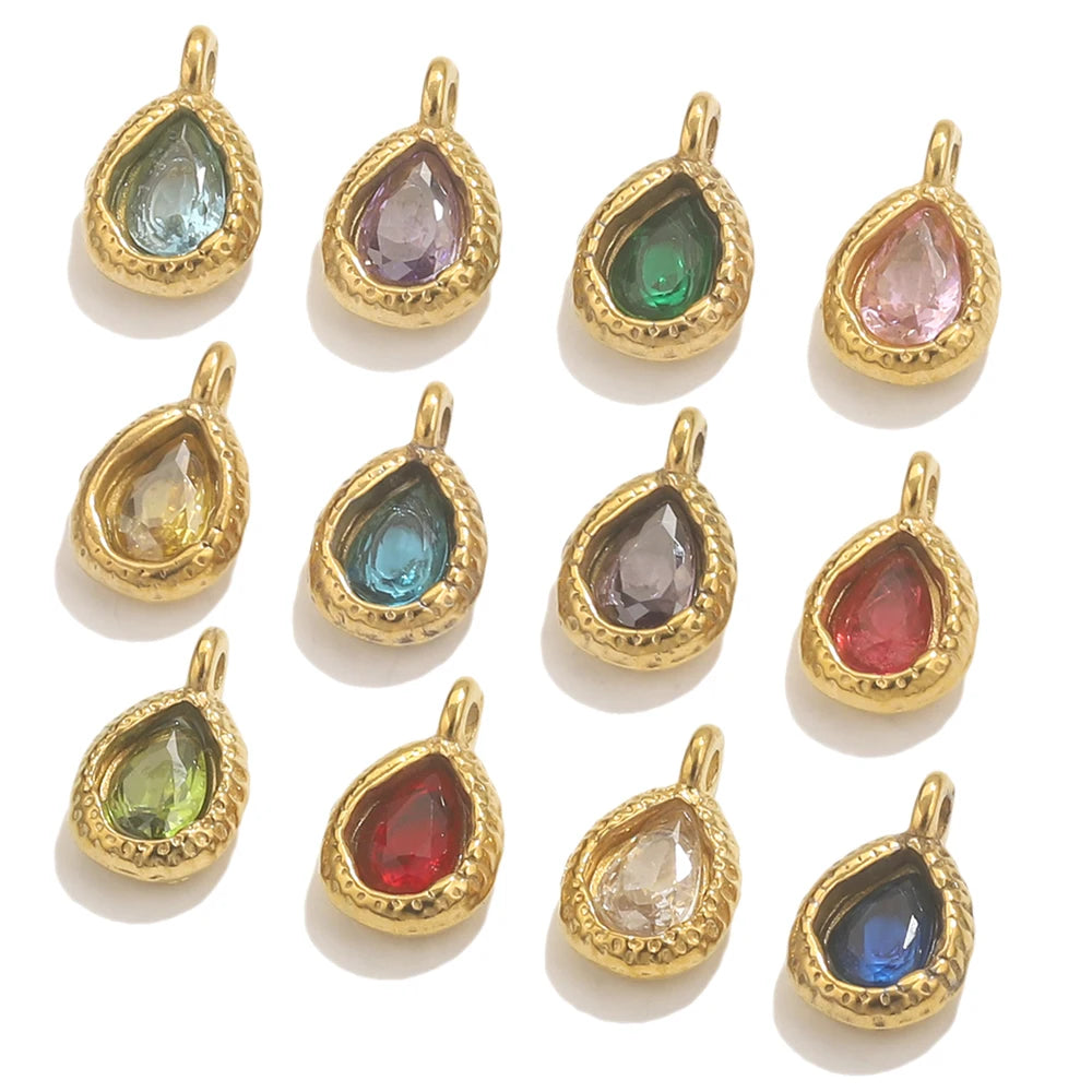 5pcs Stainless Steel Drop Crystal Charms For Jewellery Making DIY Earrings Bracelet