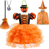 Orange Witch Halloween Cosplay Tiered Cake Dress