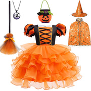Orange Witch Halloween Cosplay Tiered Cake Dress