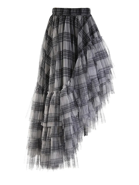 Curious Plaid Ruffle Skirt