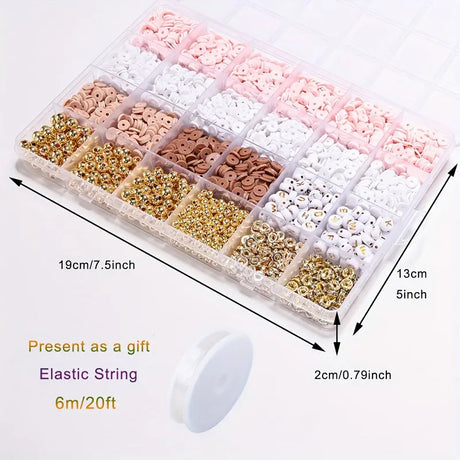 DIY Clay Beads Friendship  Bracelet Making Kit Golden Letter Beads for Jewellery Making