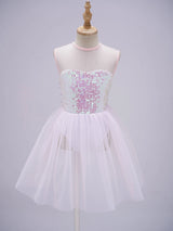 Girls Ballet Gymnastics Figure Ice Skating Sequin Leotard Tutu Dress Performance Dancewear