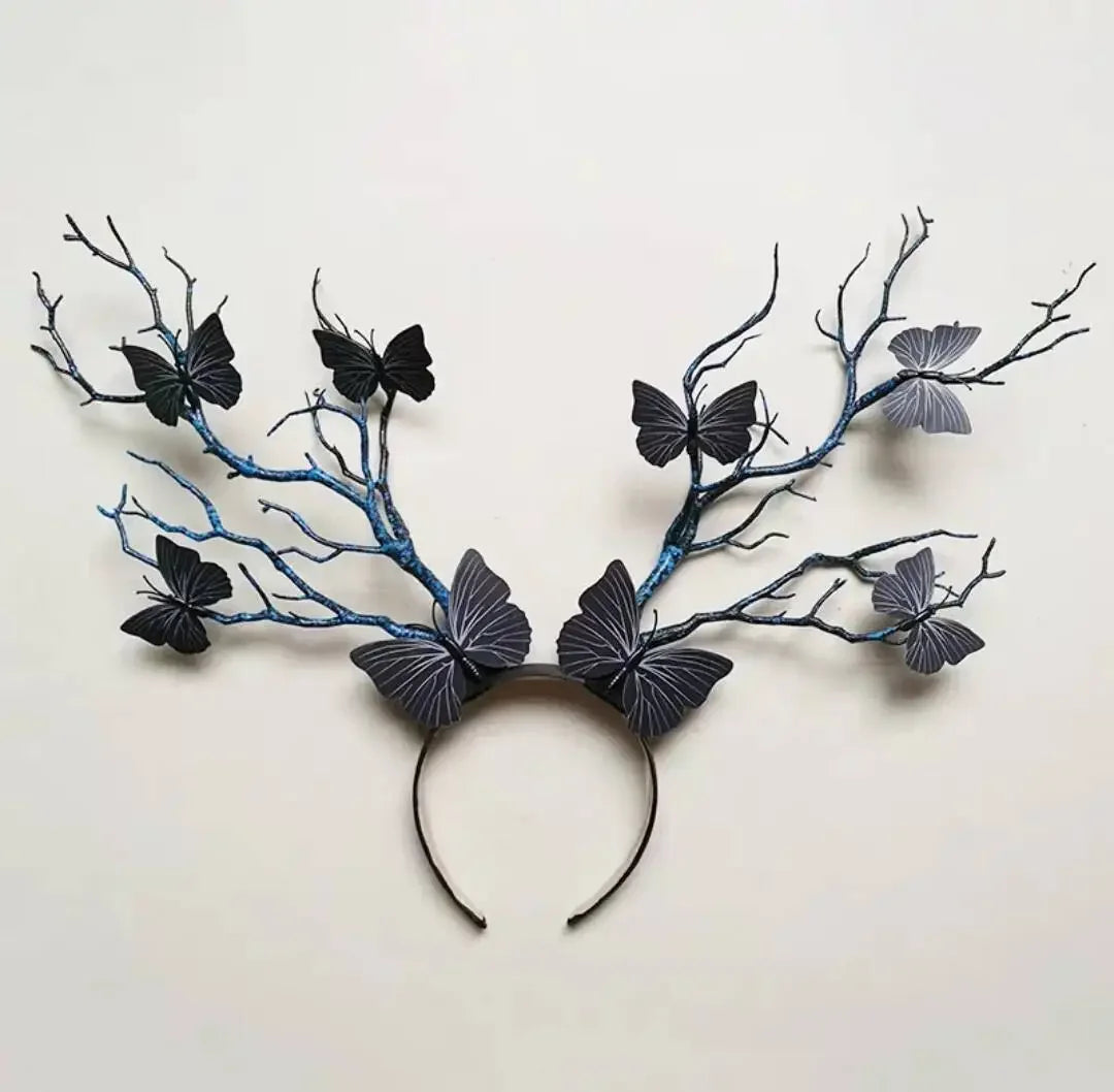 Forest Goddess Headwear Antler Deer Flower Crown Headbands Long Branches Photo Shoot Props