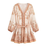 Mekah's Button Up Floral Print Long Sleeve Shirt Mini Dresses