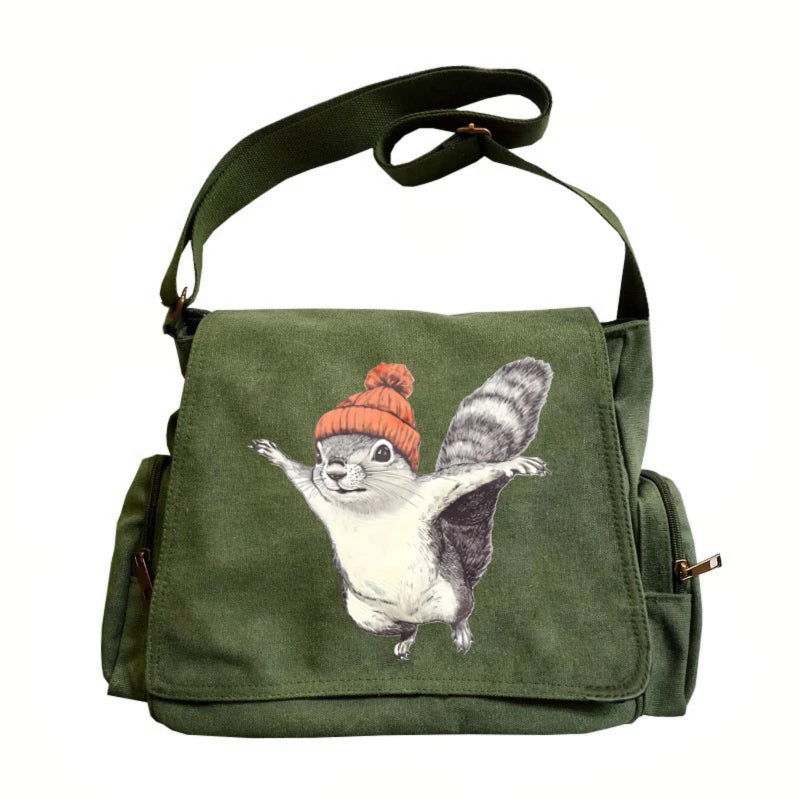 Flying Squirrel Nirvana Print Canvas Shoulder Bag Crossbody Messenger Bag