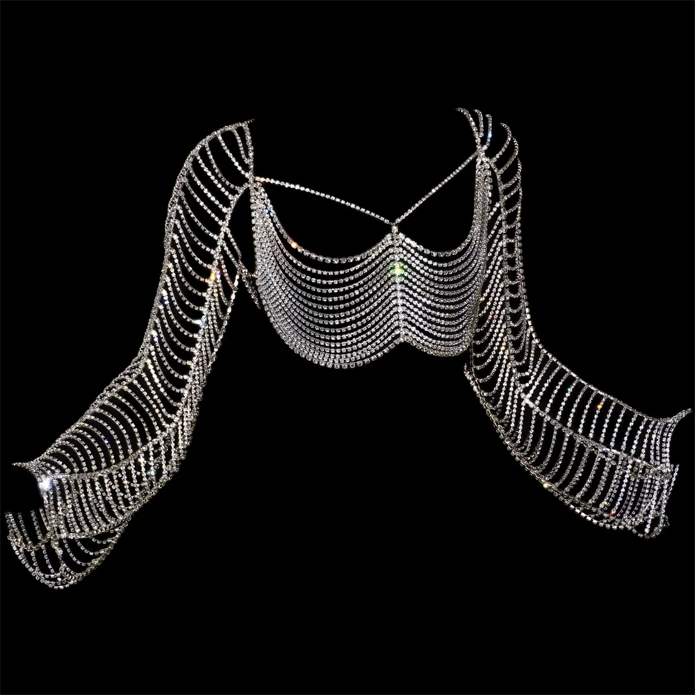 Crystal Long Sleeve Top Body Chain Jewellery