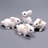 White Rabbits Resin Miniatures Easter Bunny Decoration Dollhouse Toys