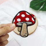 A Pair of Red Mushroom Iron-On Patches DIY Crafts